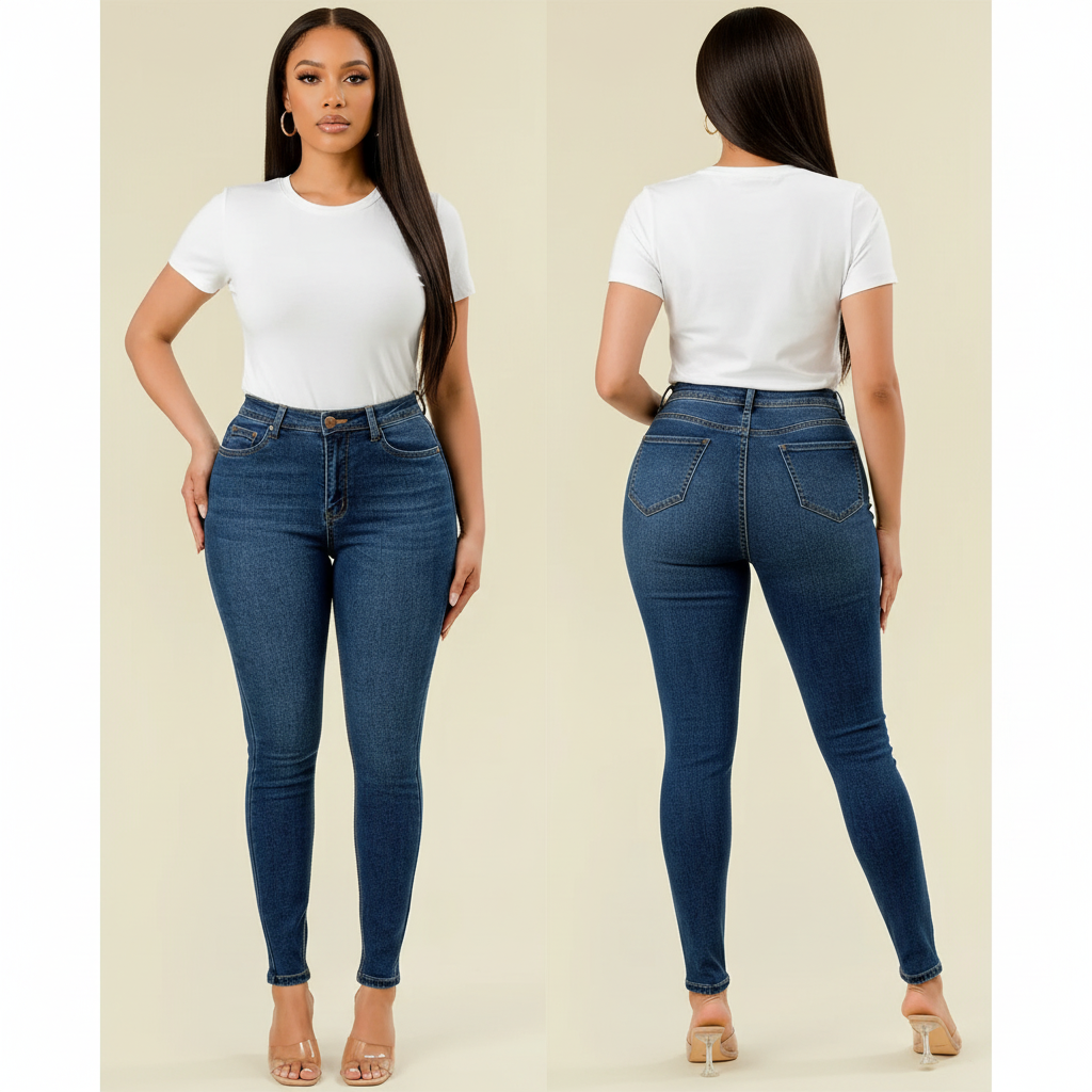 High waisted skinny jeans with moderate stretch