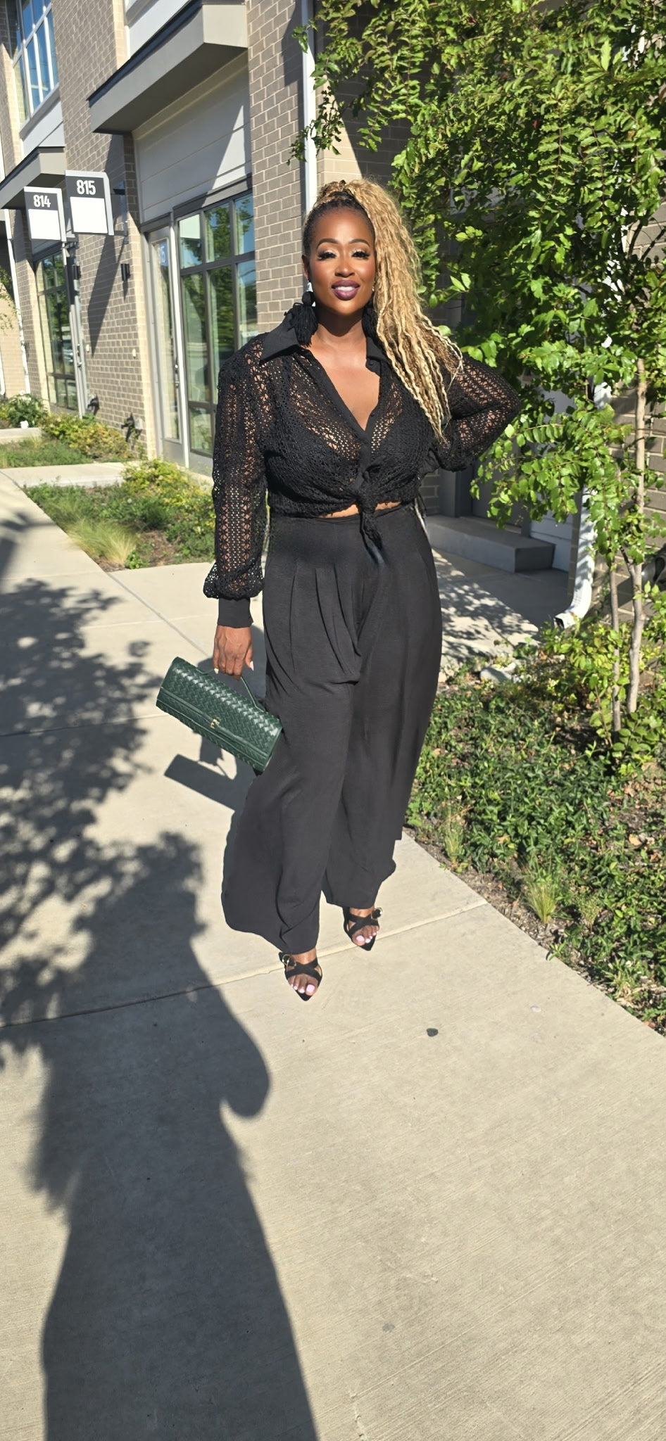 Black plus size flowy pant set