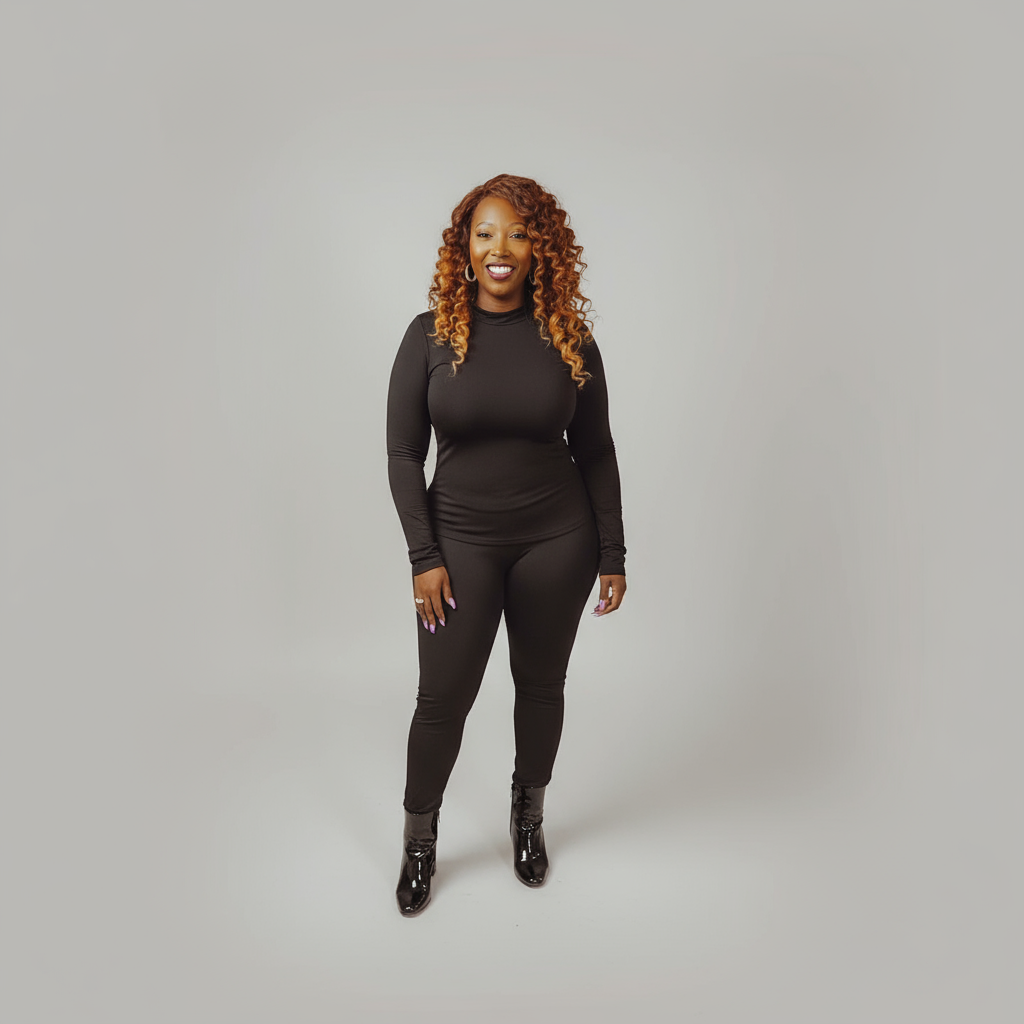 Black long-sleeved catsuit