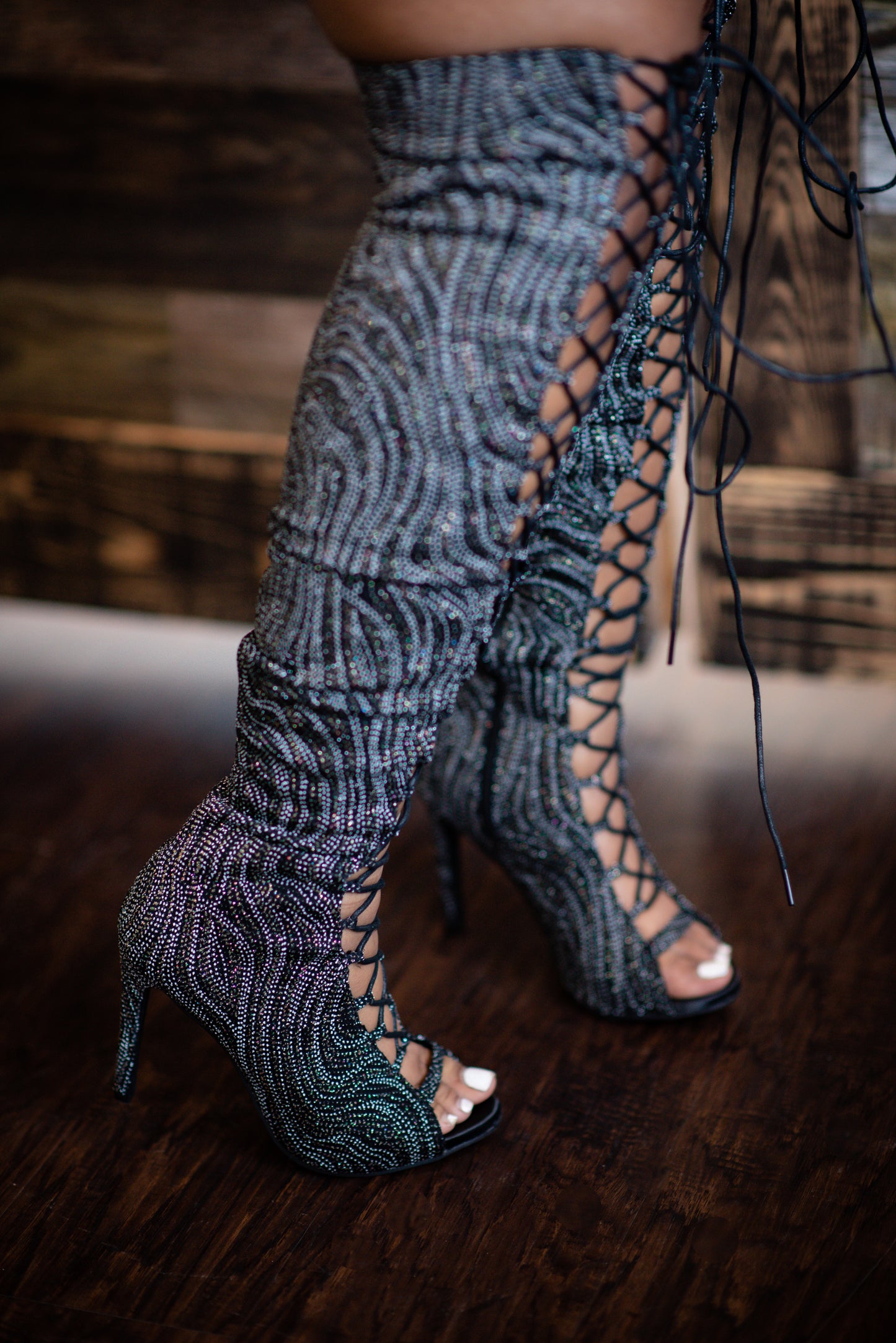 Glitz and Glam Over the Knee Boots