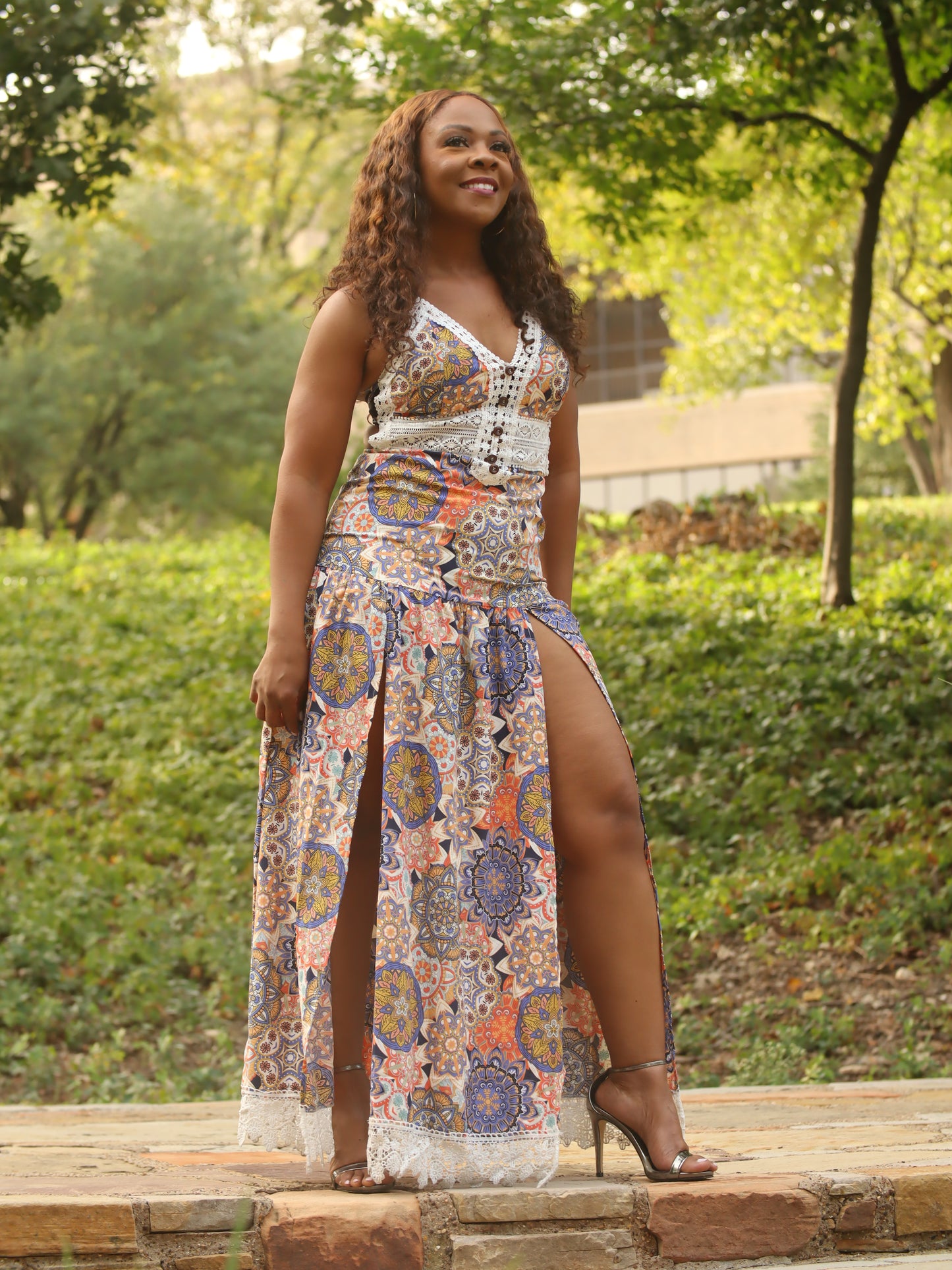 Floral print maxi dress 