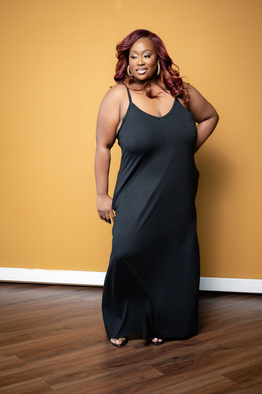 Black loose fitting plus size dress