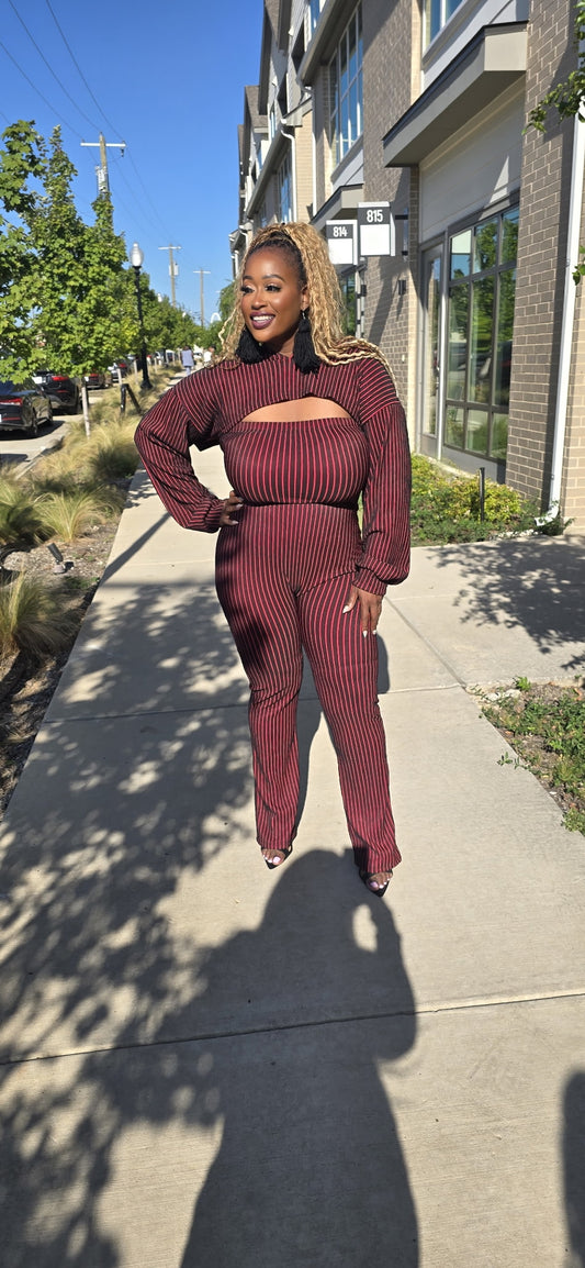 2 PC plus ribbed jumpsuit with hoodie
