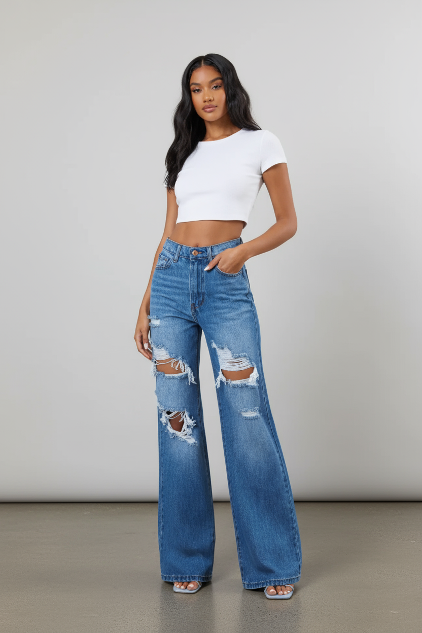 Ripped Distressed denim jeans inseam 33