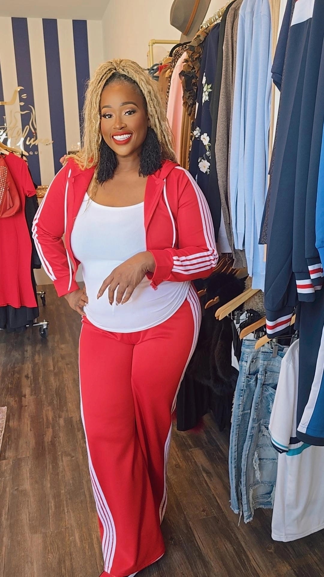 Red 2 piece jogger set 