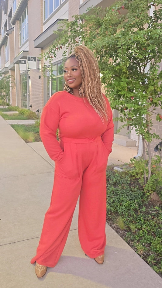 Orange oversized fit jumpsuit 