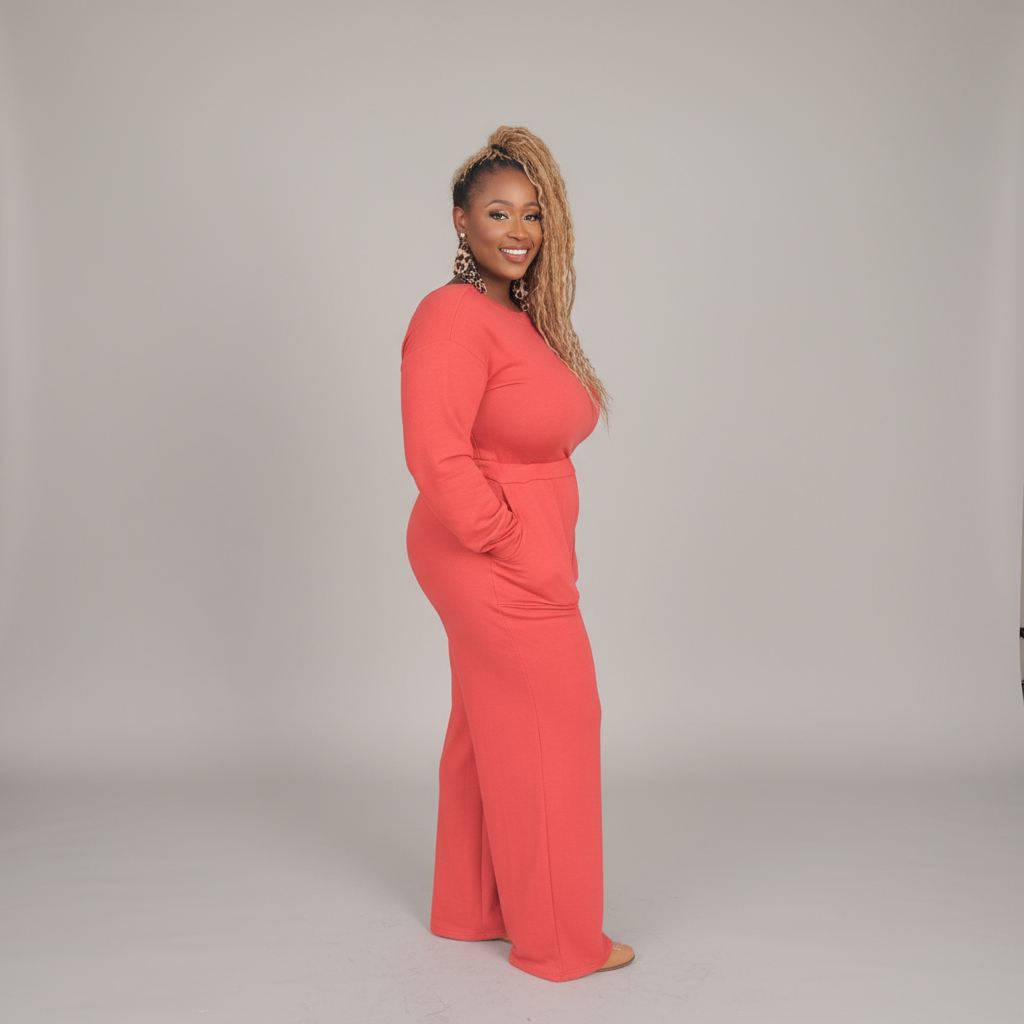 Rust colored oversized jumpsuit 