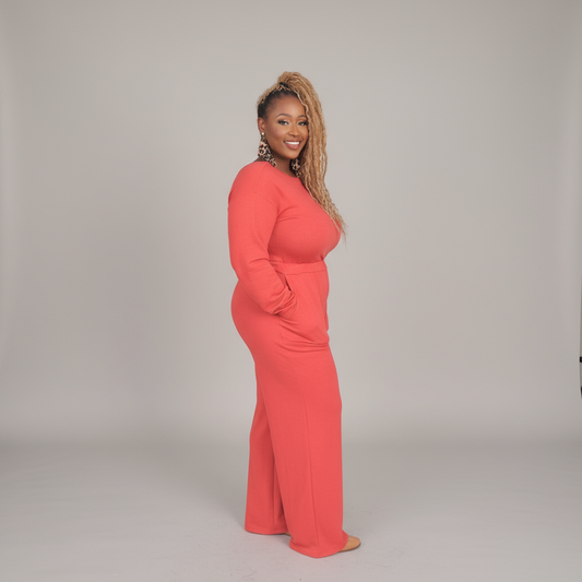 Rust colored oversized jumpsuit 