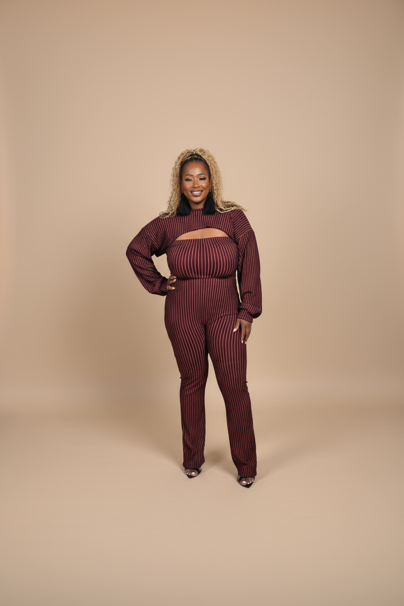 Keep It Cute 2 Pc Plus Jumpsuit